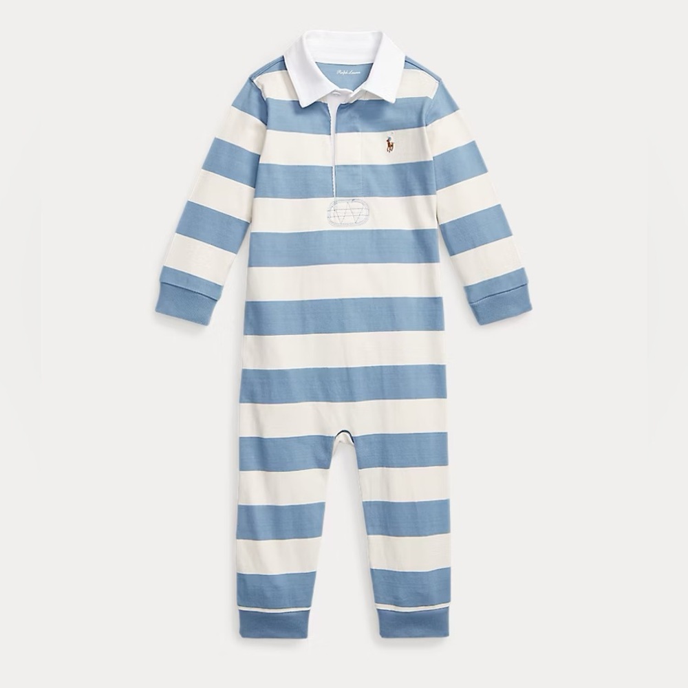 Ralph Lauren Blue & Cream Striped Polo One-Piece